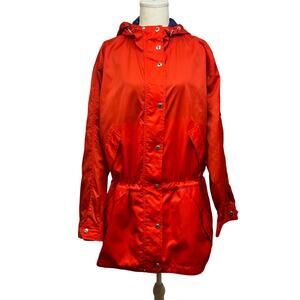 Lauren Ralph Lauren Hooded Rain Jacket Anorak Red Women’s Large VTG 90s Gorpcore